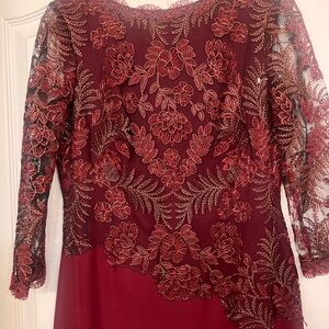 Tadashi Shoji Red 3/4 Sleeve Gown for Wedding Guest